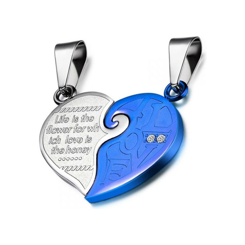 Impress Jewelry Ocelové puzzle přívěsky pro dva Life modrý