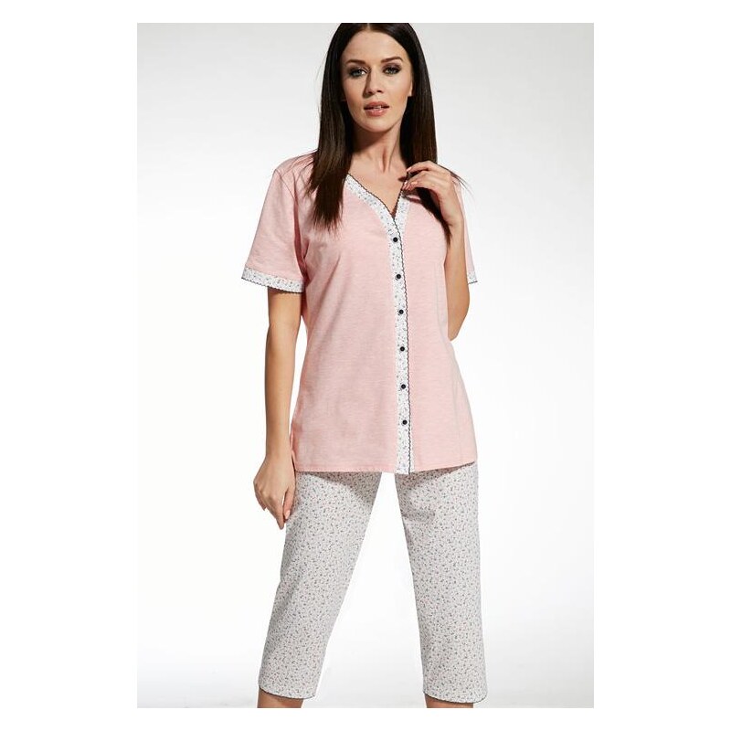 Dámské pyžamo Cana 316, růžová (melanž)-bílá