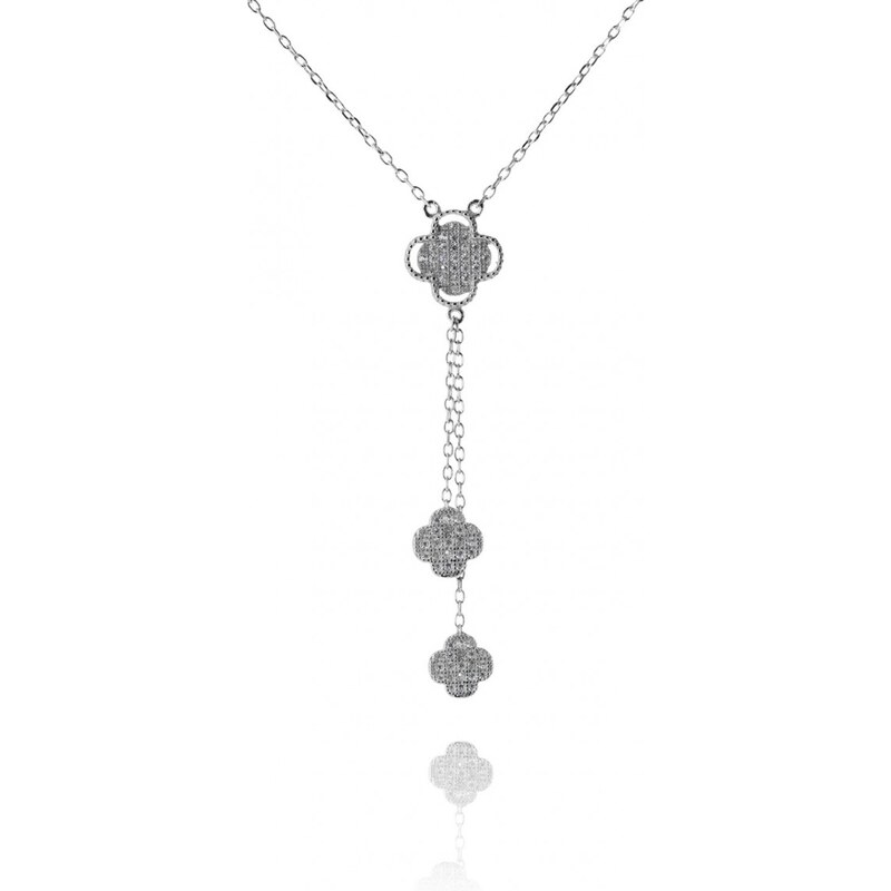 Meucci Stříbrný náhrdelník se třemi čtyřlístky