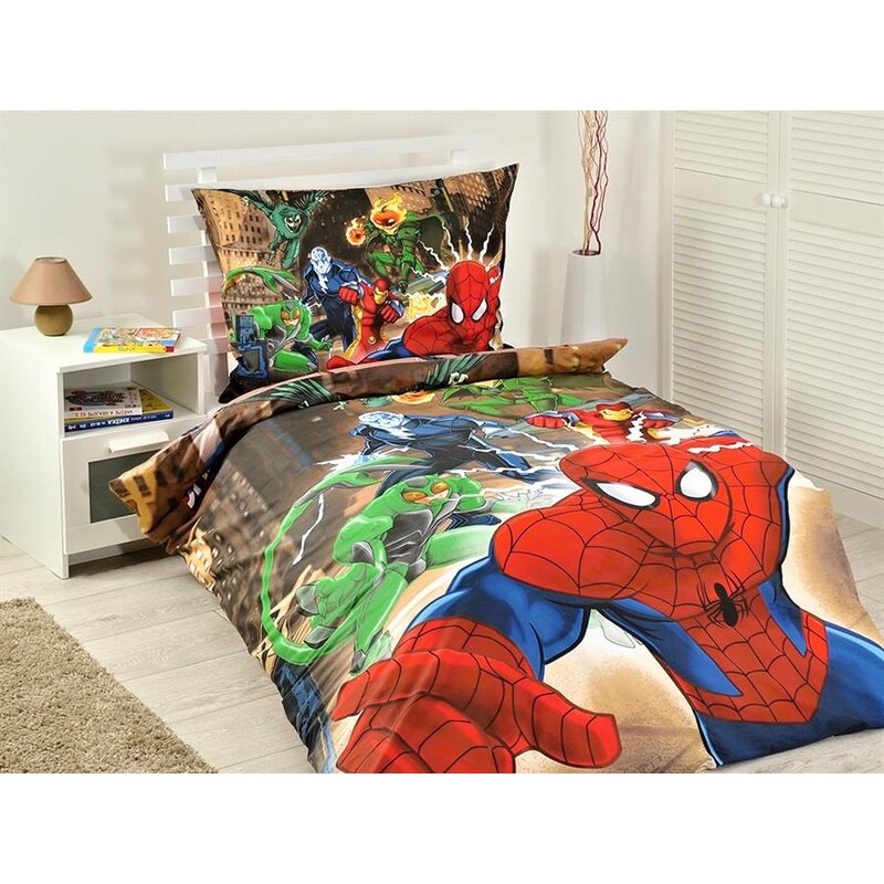 Jerry Fabrics Povlečení Spiderman brown bavlna 140x200 70x90