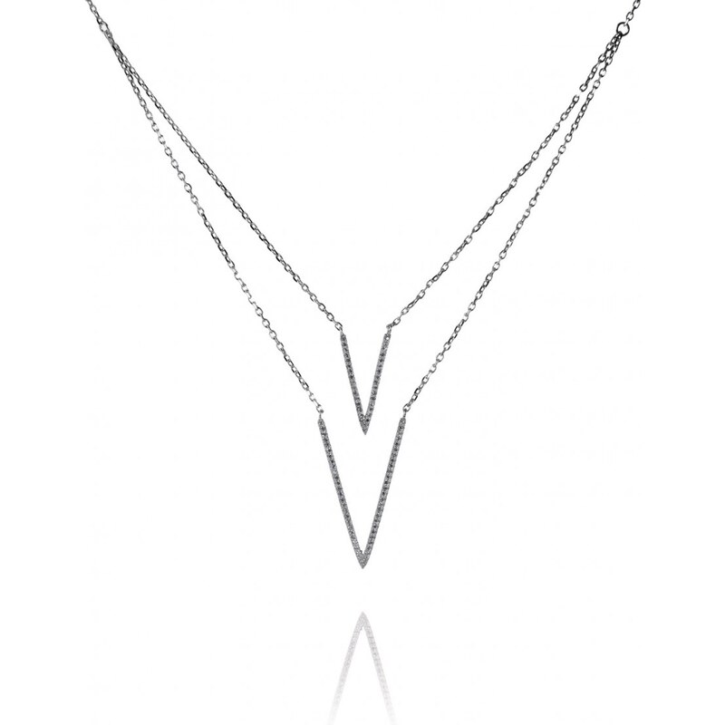Meucci Stříbrný dvouvrstvý náhrdelník se zirkony