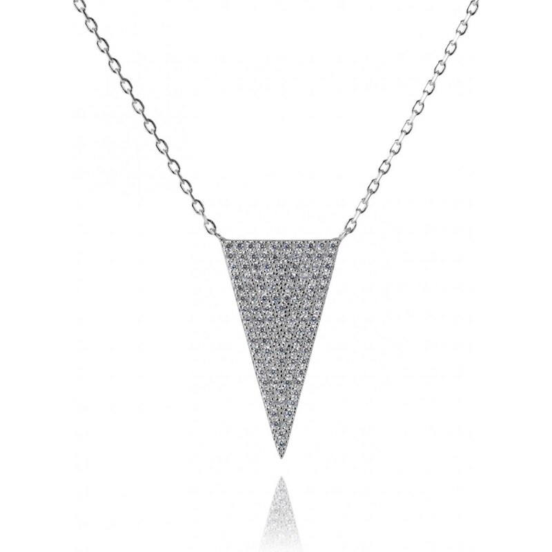 Meucci Stříbrný náhrdelník s trojúhelníkem posetým zirkony
