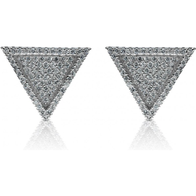 Meucci Stříbrné náušnice trojúhelníky poseté zirkony