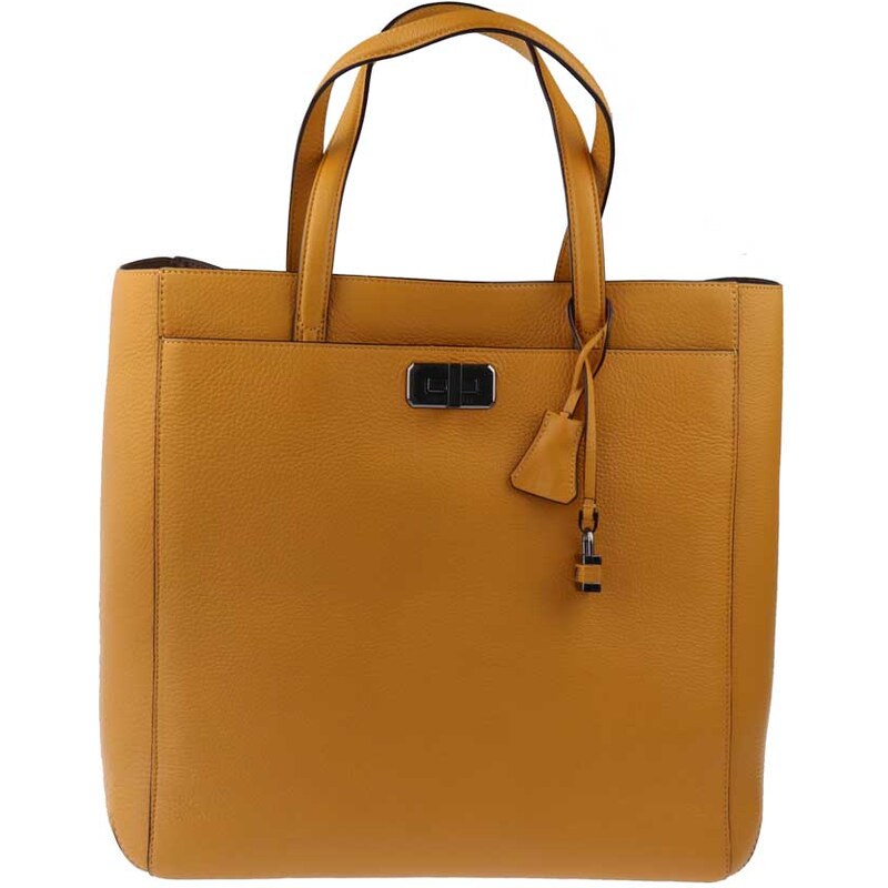 Luxusní kožená kabelka Delia-L 22, Braun Büffel, žlutá