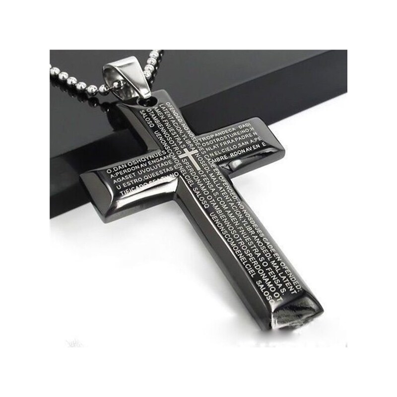 Impress Jewelry Přívěsek z chirurgické oceli kříž Lee černý