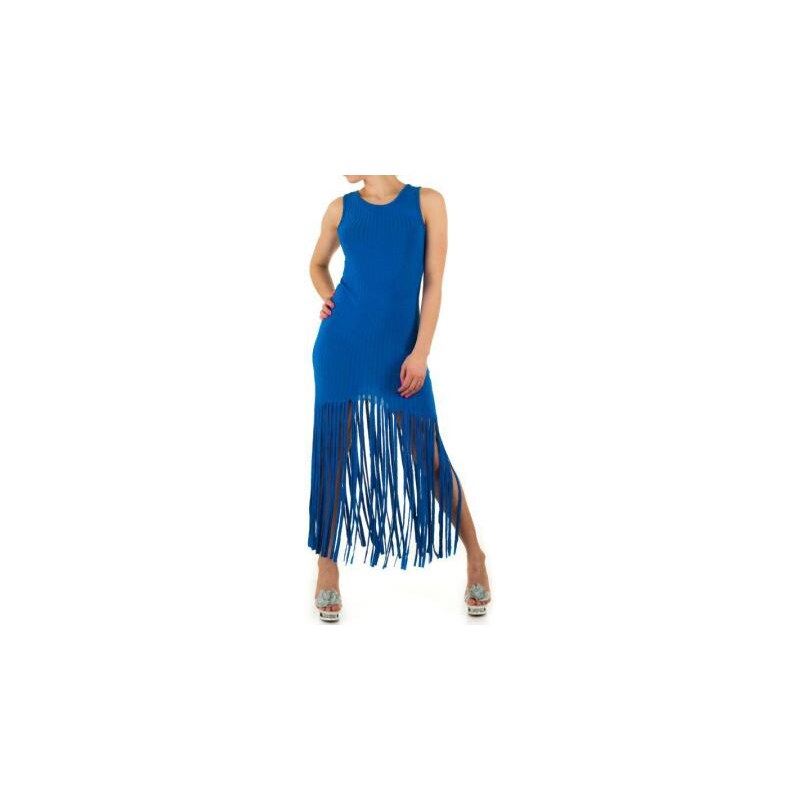 Pouzdrové šaty s třásněmi modré velikosti: 38