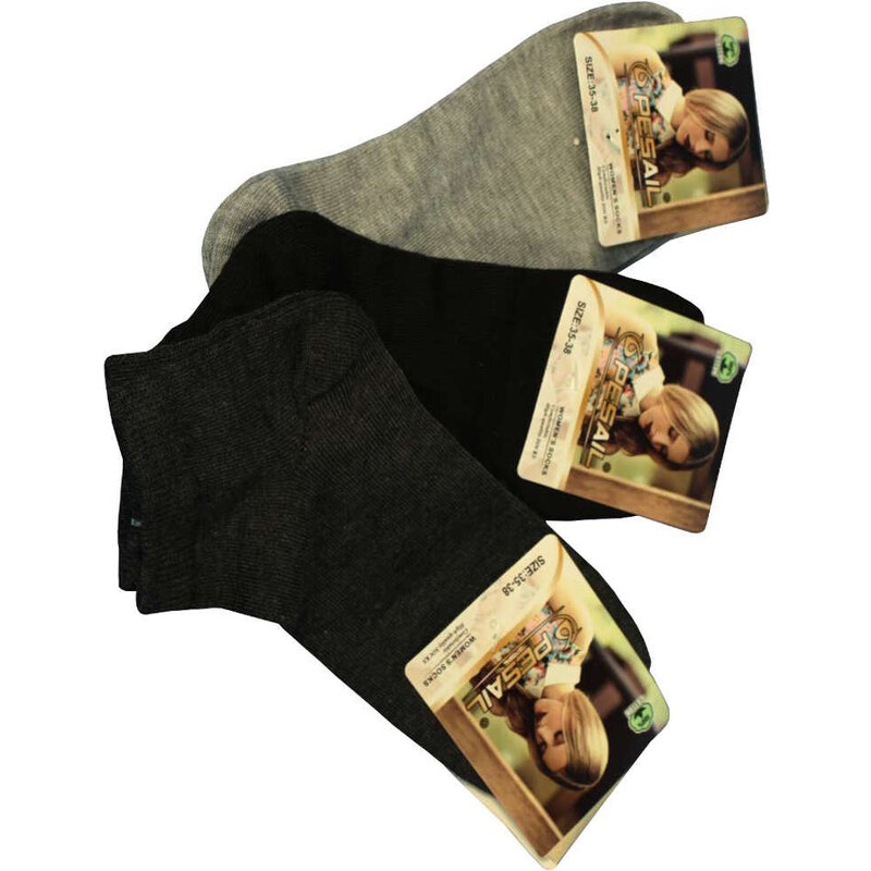 Pesail Jednobarevné kotníkové ponožky - 3páry 35-38 MIX
