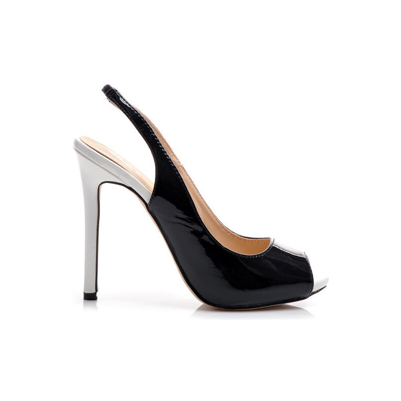 BELLE WOMEN Černé sandály s elegantní bílou kombinací