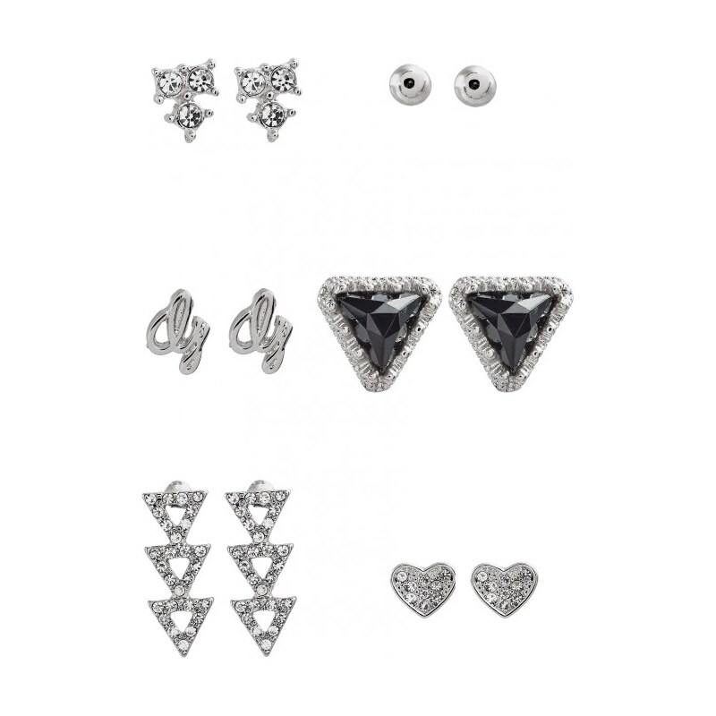 GUESS GUESS Silver-Tone 6-Piece Stud Earrings Set - silver