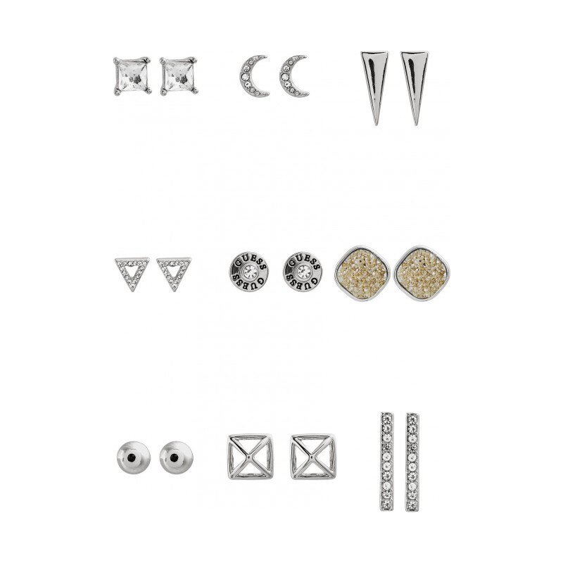 GUESS GUESS Silver-Tone 9-Piece Stud Earrings Set - silver