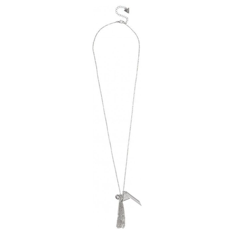 GUESS GUESS Silver-Tone Dainty Long Charm Necklace - silver