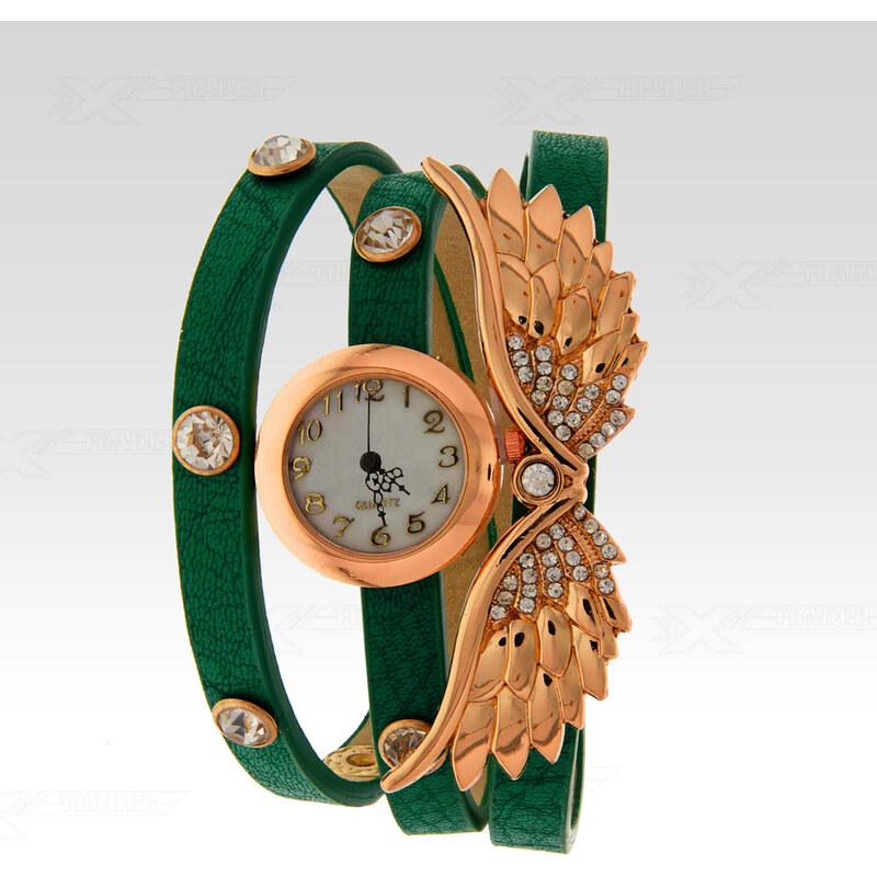Wayfarer Dámské hodinky s kamínky Angel 10845 zelené