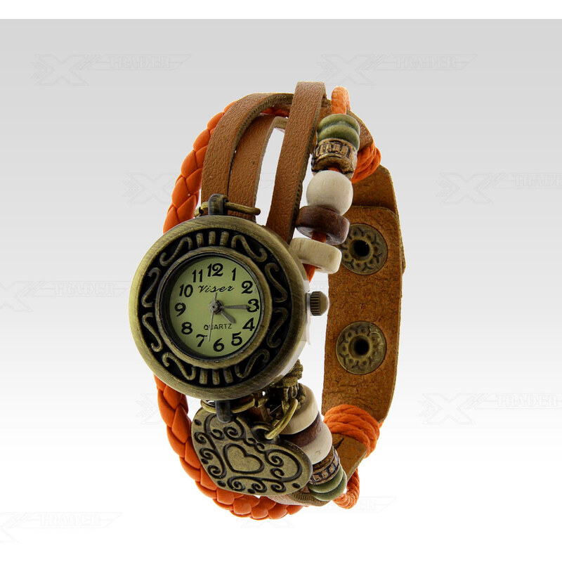 Wayfarer Analogové hodinky Leather srdce oranžové