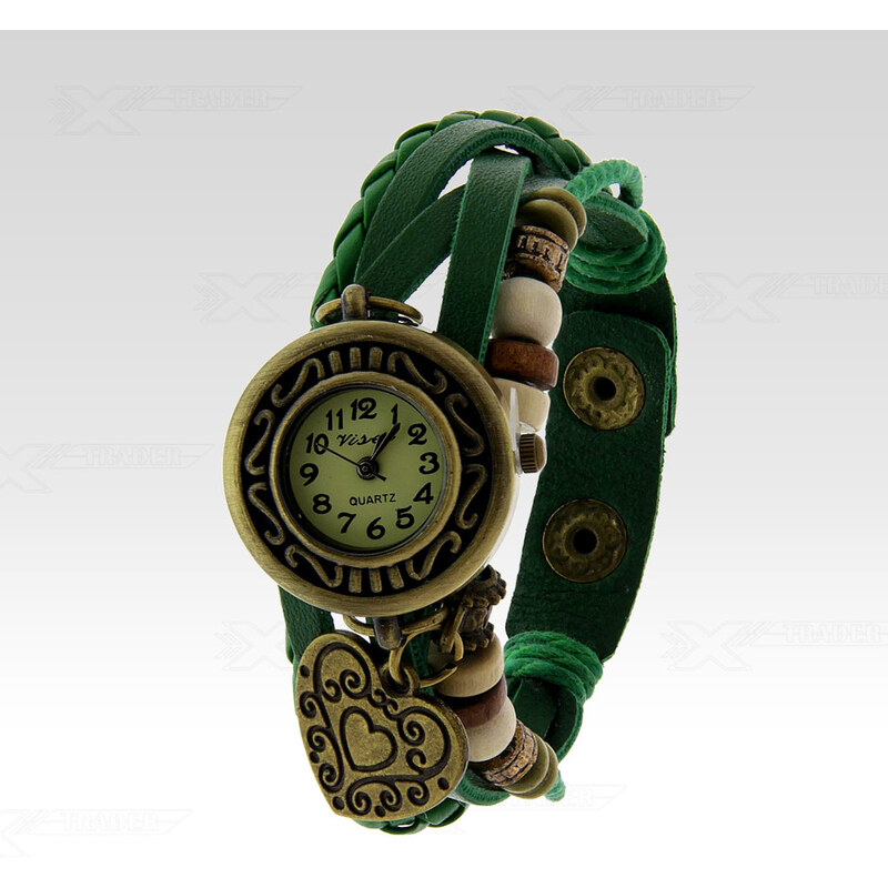 Wayfarer Analogové hodinky Leather srdce zelené