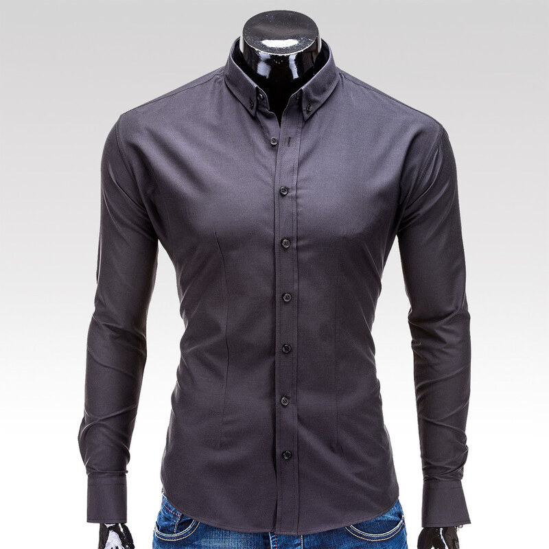 Ombre Clothing Pánská košile Rene s knoflíčky černá