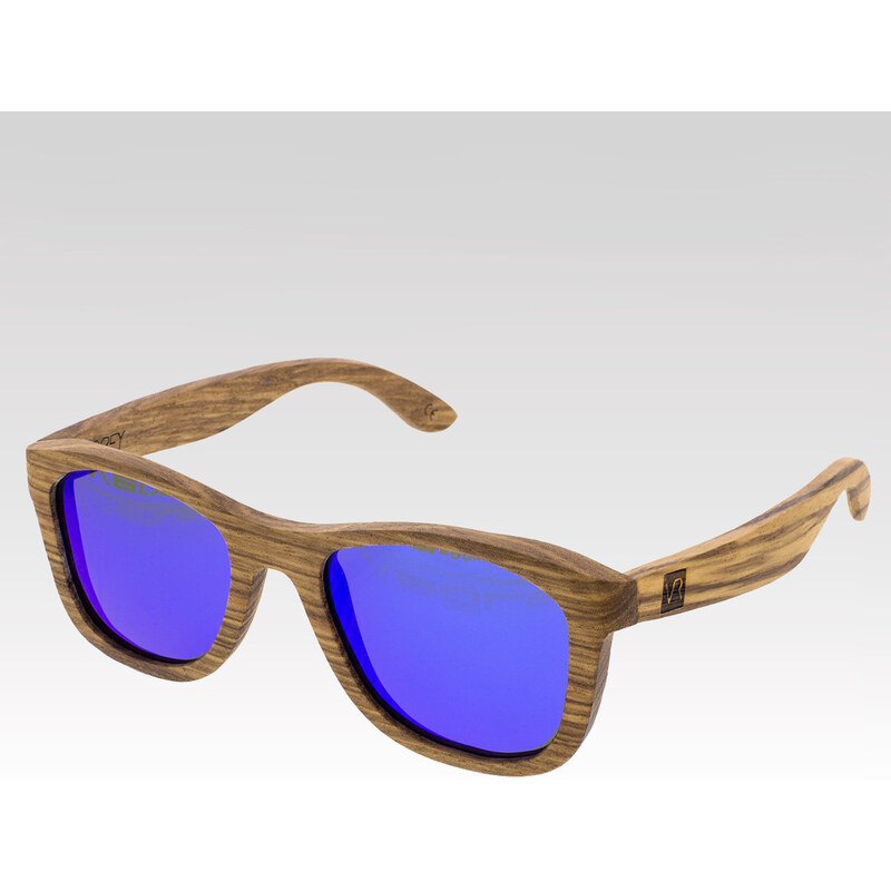 VeyRey Dřevěné sluneční brýle Firry modrá skla