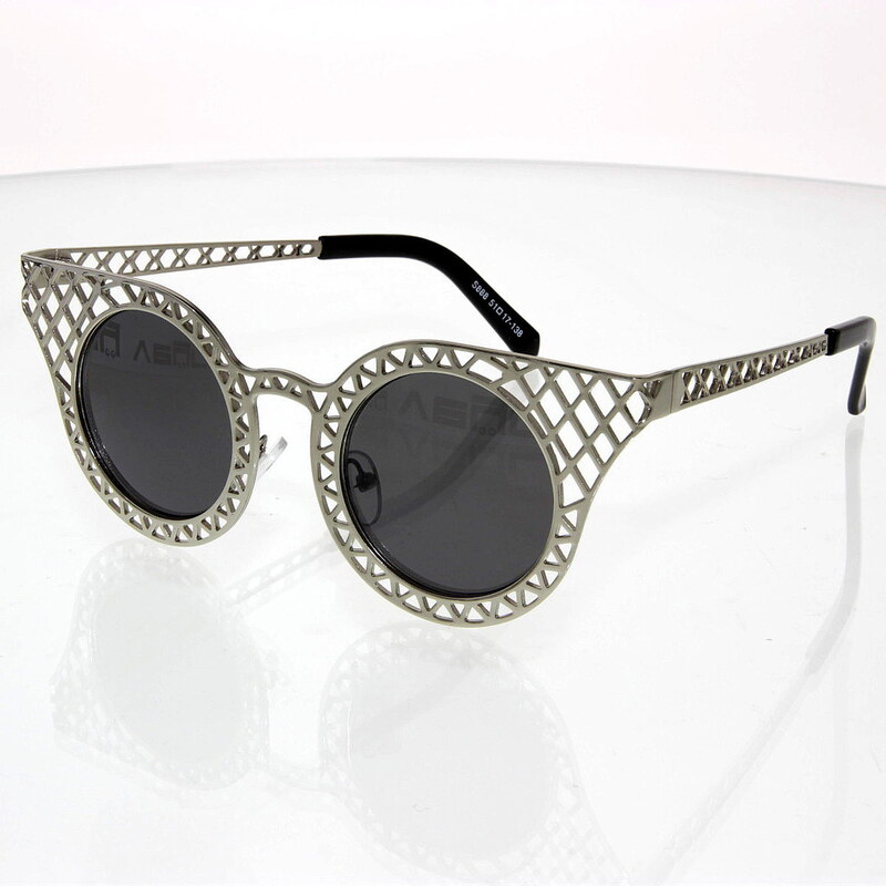 VeyRey Sluneční brýle Grid + kožené pouzdro stříbrné