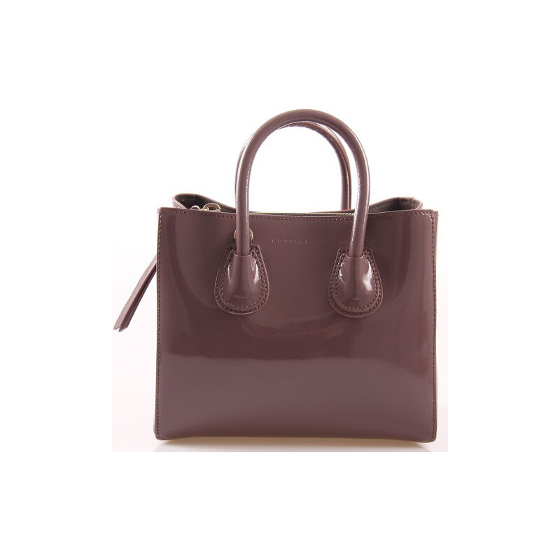 Coccinelle Luxusní kožená kabelka Minibag Vernice Bean/Asphalt XV3 18 31 09 687