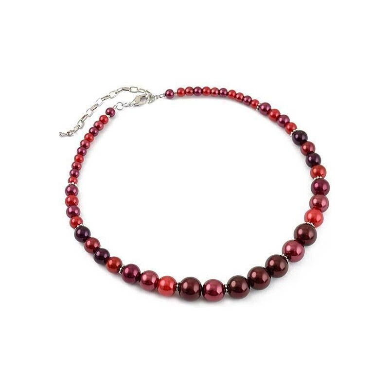 Bijoux Me Náhrdelník krátký z voskovaných perliček 34fxa552-20 - červený