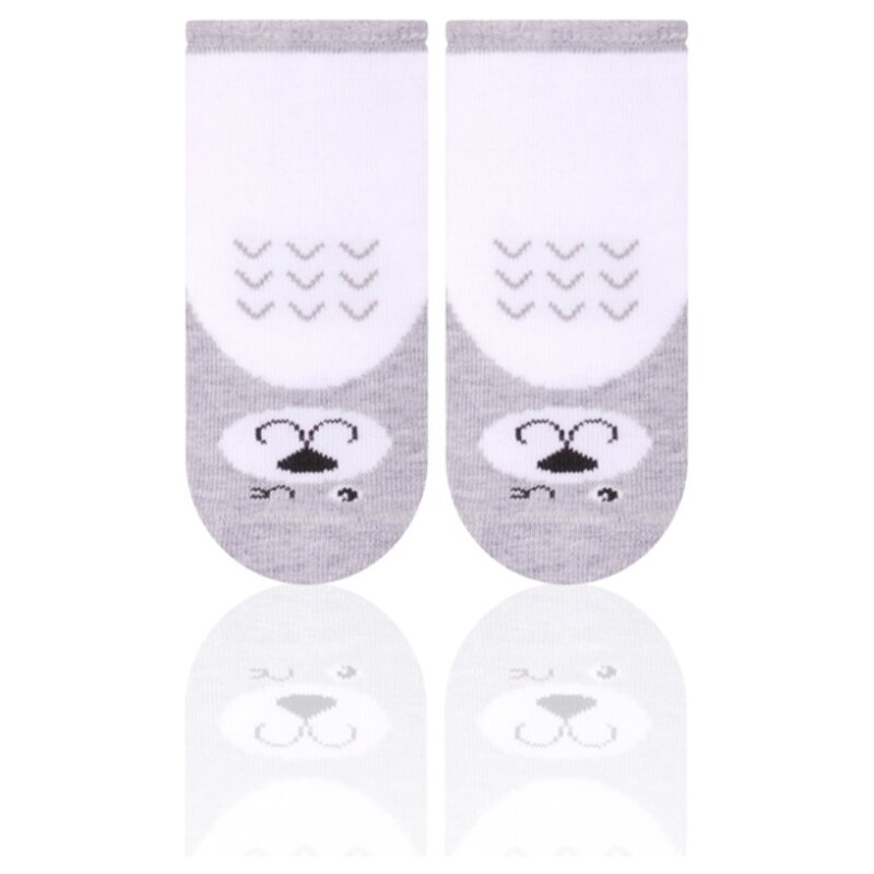 STEVEN Dětské ponožky s medvídkem - bílo-šedé
