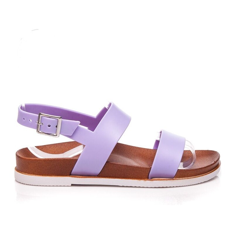 BEST SHOES Gumové fialové sandály nízké
