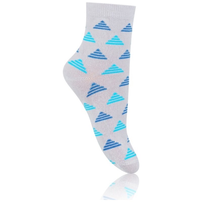 STEVEN Dětské ponožky s trojúhelníky - šedo-modré