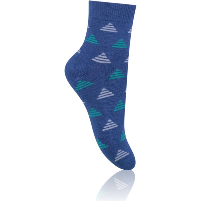 STEVEN Dětské ponožky s trojúhelníky - modro-zelené