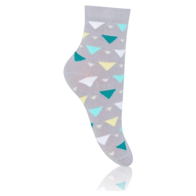 STEVEN Dětské ponožky s trojúhelníky - šedo-mátové