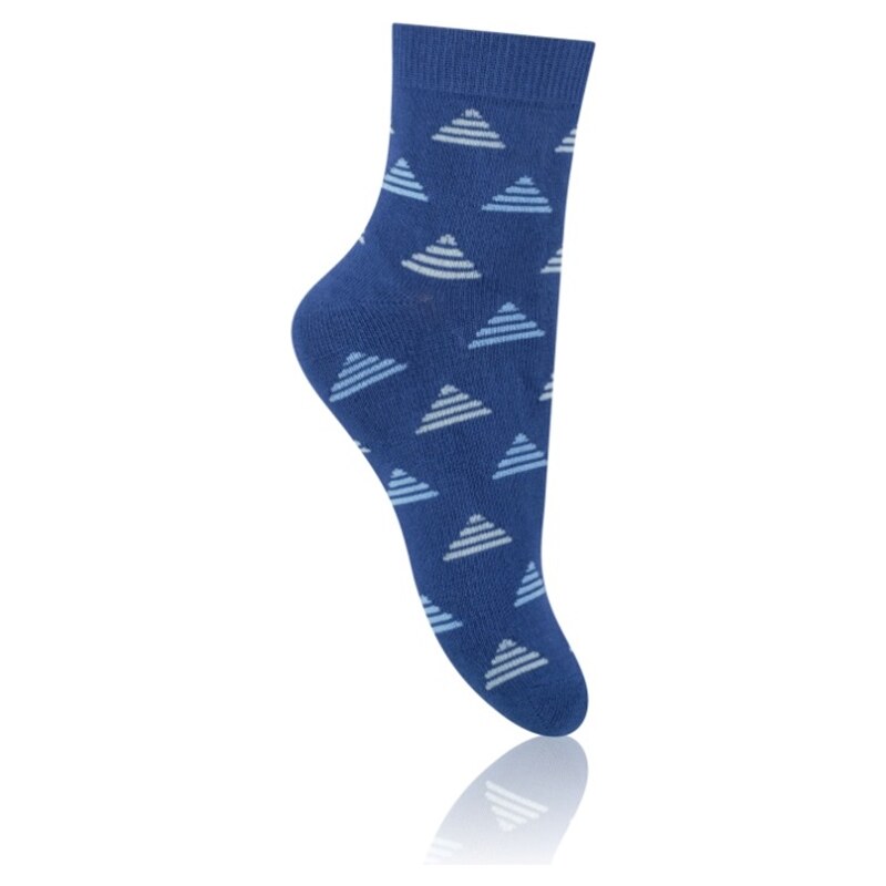 STEVEN Dětské ponožky s trojúhelníky - modré