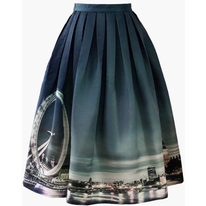 CHICWISH Dámská sukně Midi Noční Londýn