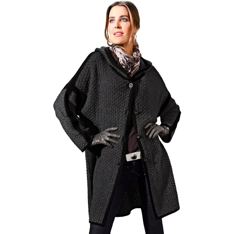Pletený kabát MONA antracitová-černá