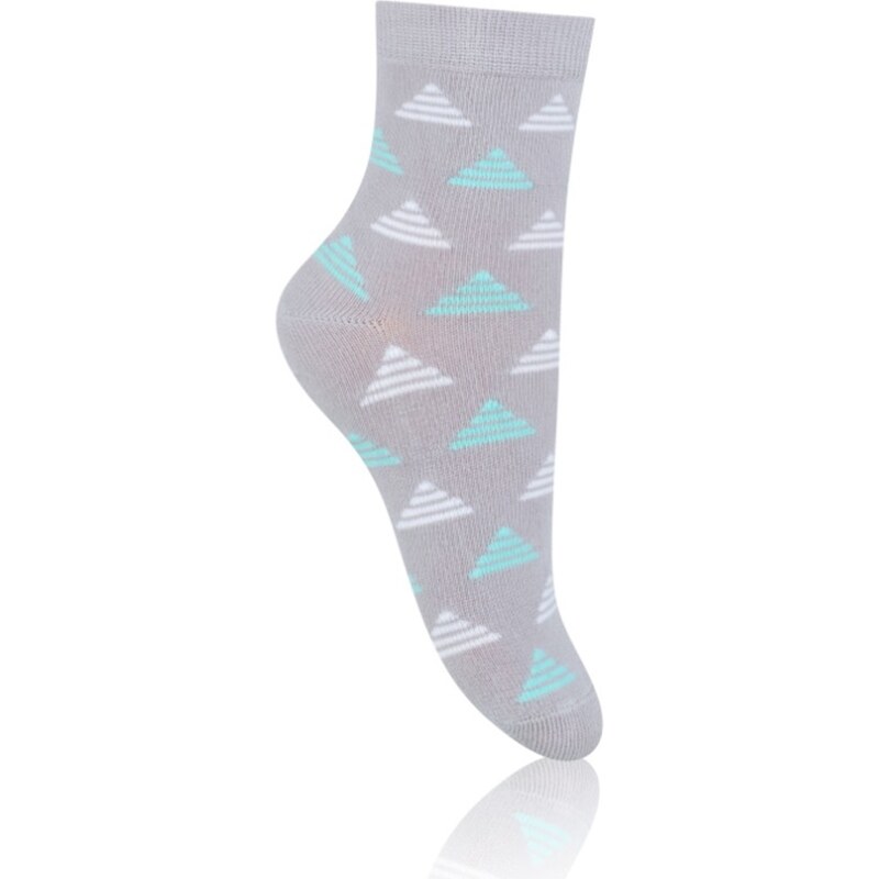 STEVEN Dětské ponožky s trojúhelníky - šedo-mátové