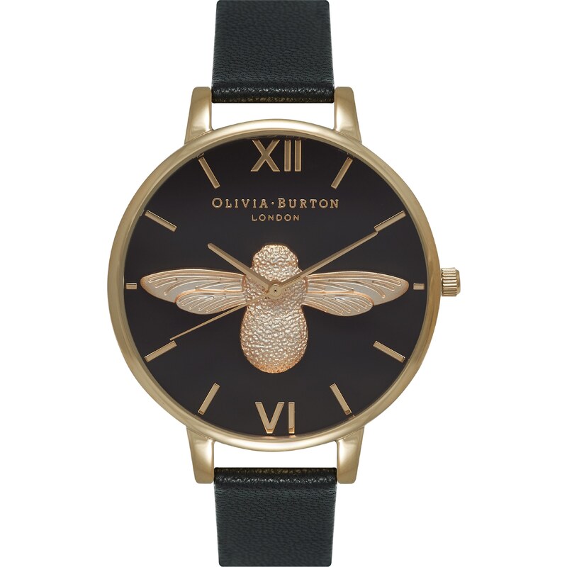 OLIVIA BURTON ANIMAL MOTIF MOULDED BEE BLACK DIAL AND GOLD