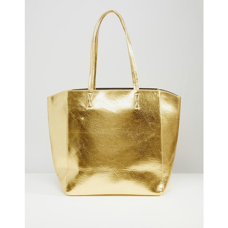 HUSH HUSH Zlatá metallic shopper bag
