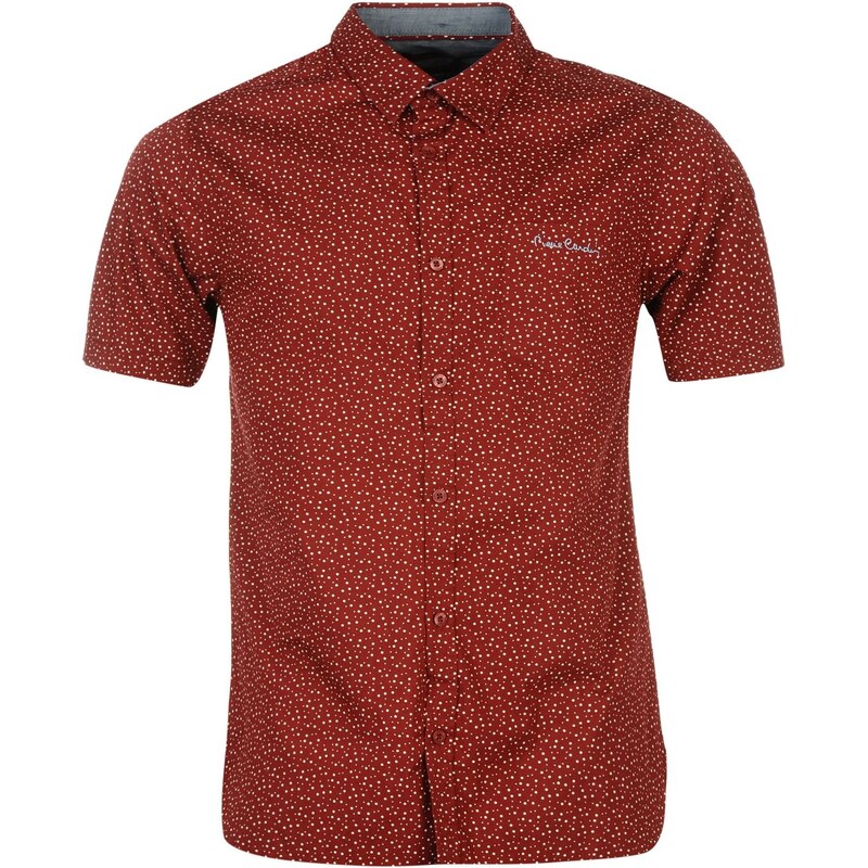 Pierre Cardin Košile Short Sleeve Geo - vzorovaná červená