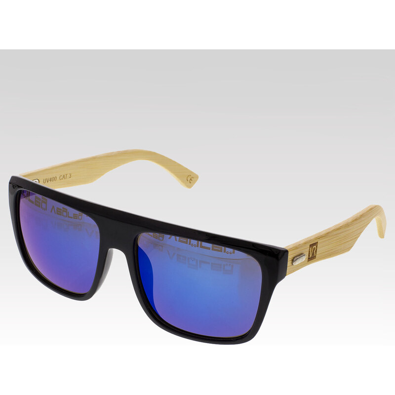 VeyRey Dřevěné sluneční brýle Acacia modrá skla