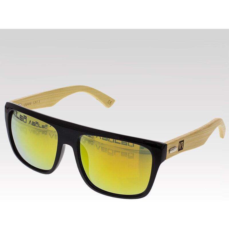 VeyRey Dřevěné sluneční brýle Acacia žlutá skla