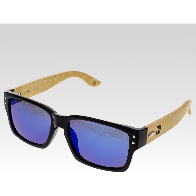 VeyRey Dřevěné sluneční brýle Fig modrá skla