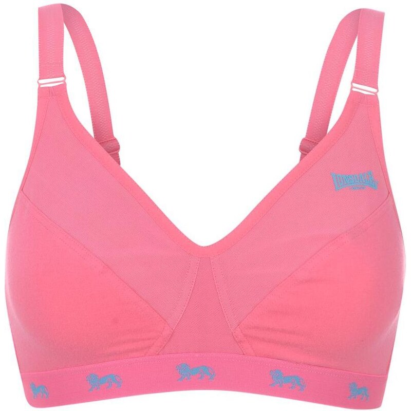 Lonsdale Sport Bra Ladies Fluo Pink/Vibrant Blue 32B