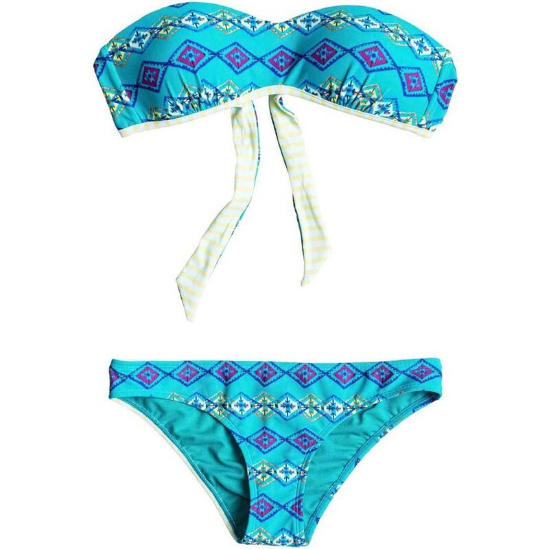 Roxy Plavky plavky - Reversible Bandeau/Scooter Geo Ethnic Combo Dark Jade Roxy