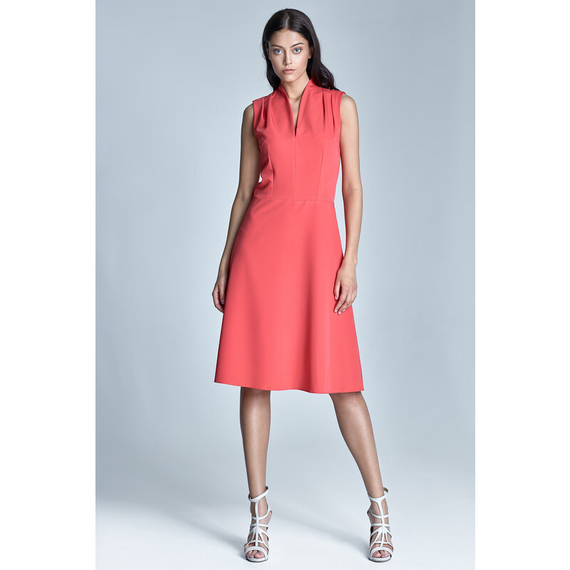 Nife Luxusní dámské šaty S74 koral