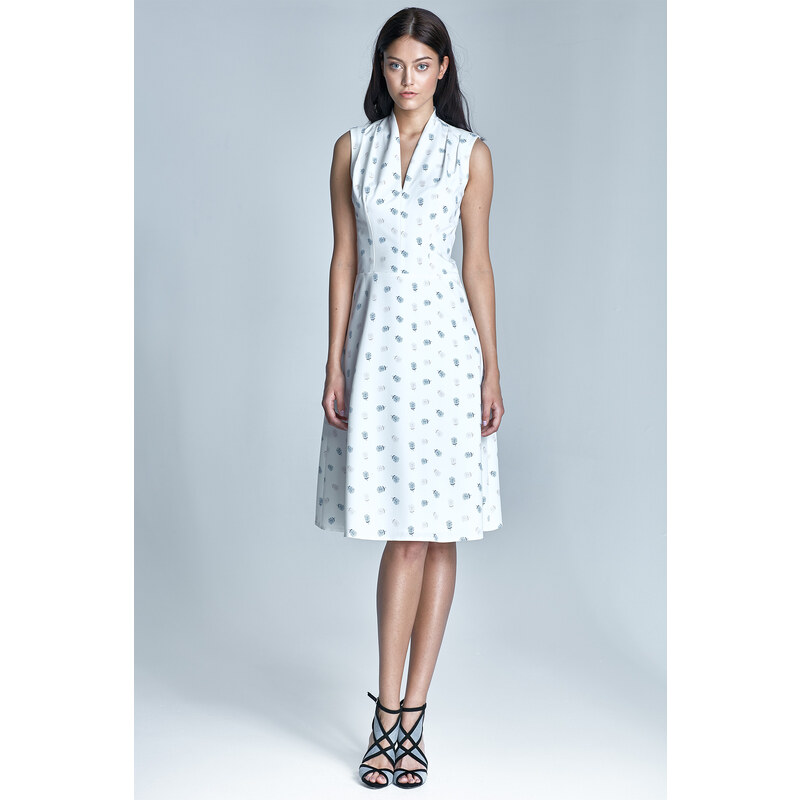 Nife Luxusní dámské šaty S74 ecru/béžová