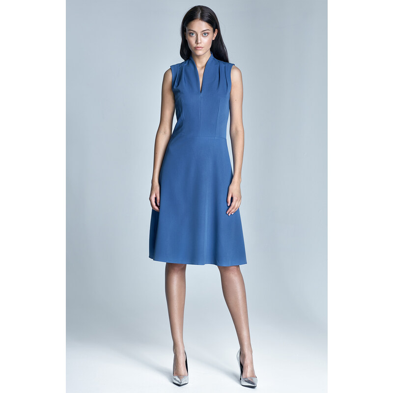 Nife Luxusní dámské šaty S74 sv. modrá