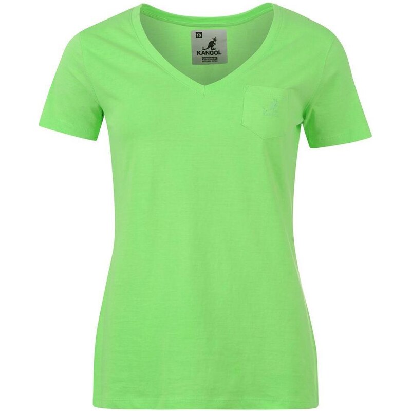 Kangol V Neck Neon T Shirt Ladies Neon Green 14