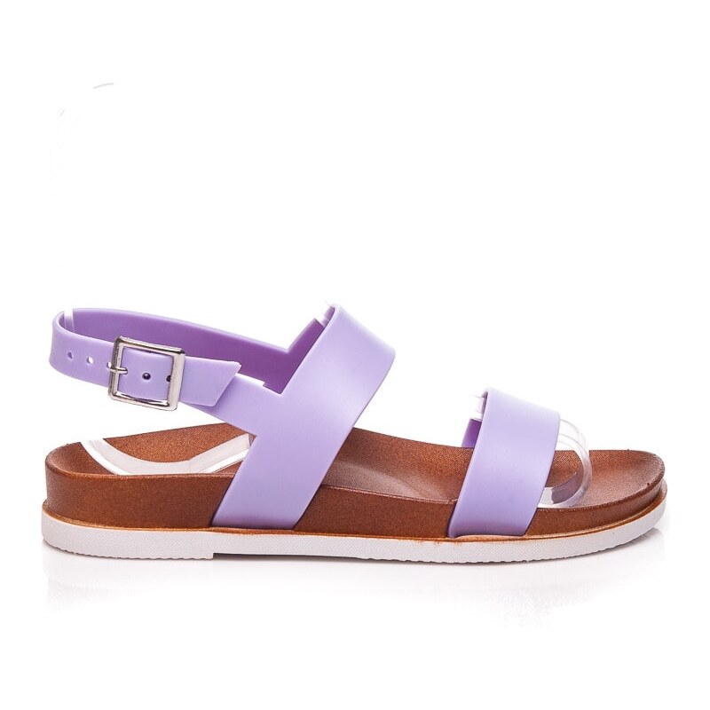 BEST SHOES Ploché gumové sandále fialové