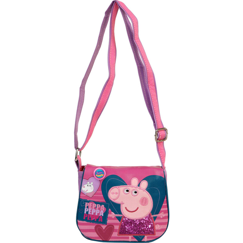 Azzar dětská kabelka Peppa Pig srdce polyester růžová 17x16x5 cm