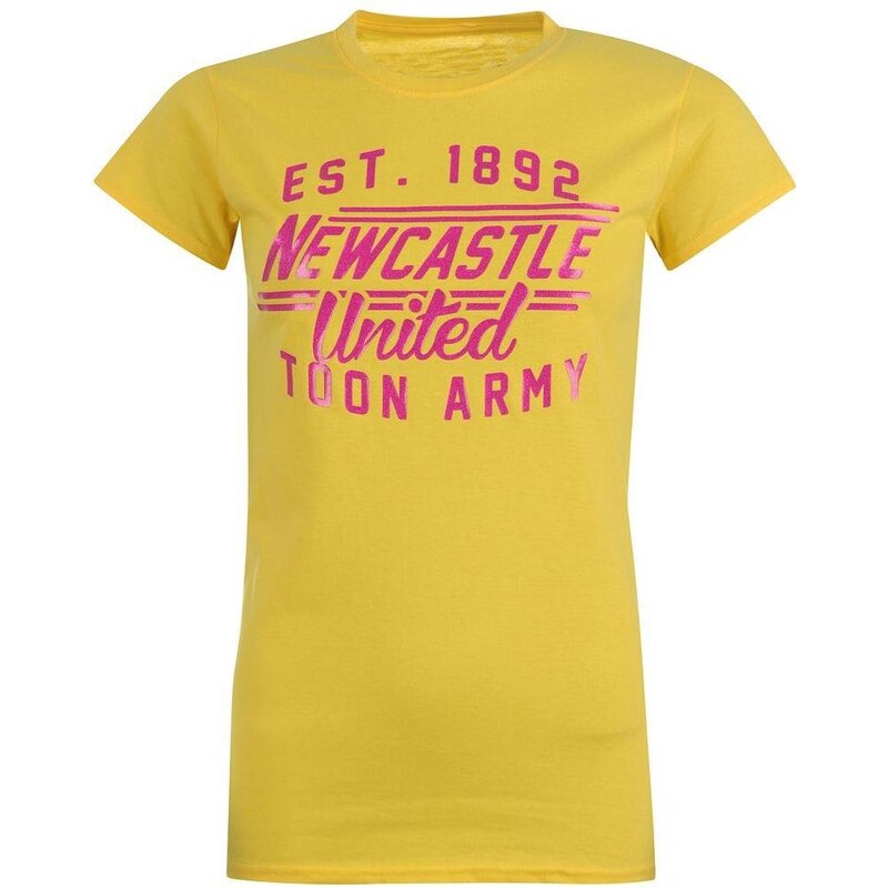 NUFC Glitter T Shirt Ladies Yellow 10