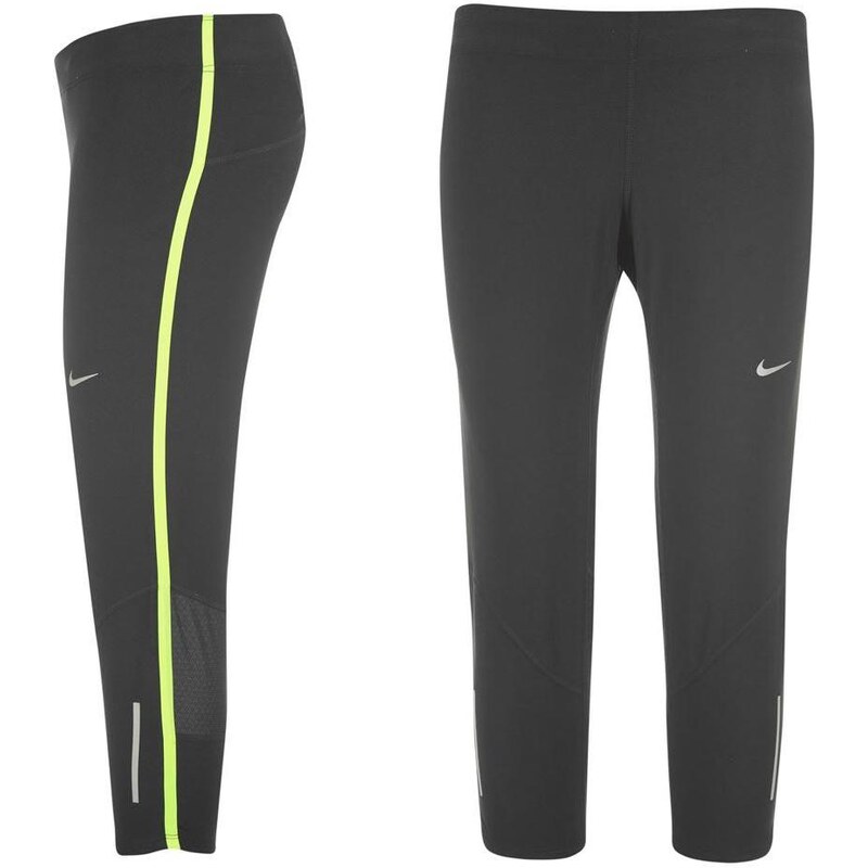 Nike Technical Capri Running Pants Ladies Black/Yellow 8 (XS)
