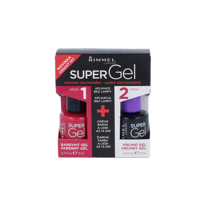 Rimmel London Super Gel By Kate Duo Kit dárková sada W - 12ml Super Gel By Kate + 12 ml Super Gel Top Coat Pro kompletní gelovou manikúru - Odstín 024 Red Ginger