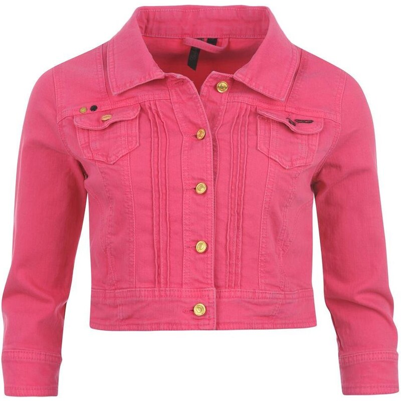 Golddigga Cropped Denim Jacket Ladies Pink 8